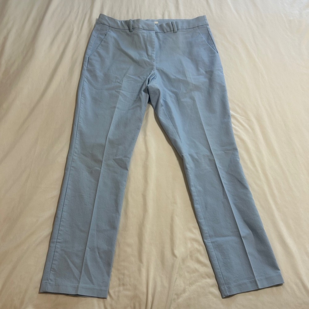 HM Womens Light Blue Slim Fit Dress Pants Trousers Size 12 Stretch‎ Tapered Leg